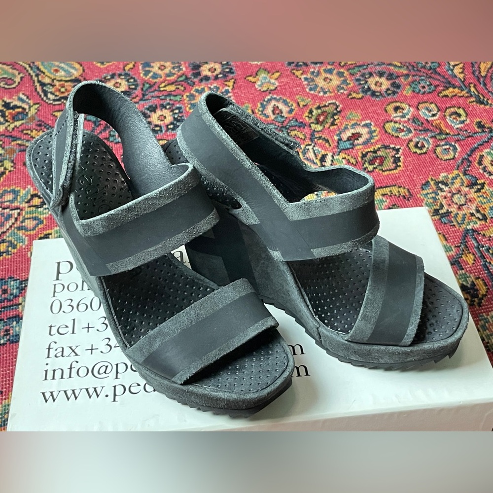 Pedro Garcia Charcoal Wedge Sandals